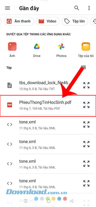 Chọn file tài liệu PDF bất kỳ
