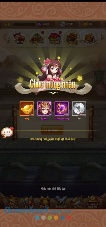  Ấn vào màn hình để nhận quà