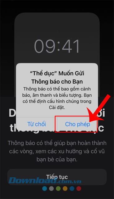Ấn vào nút Cho phép