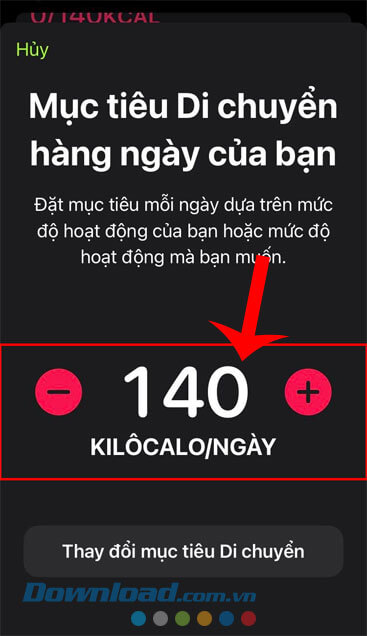 Nhập số lượng calo bạn muốn tiêu hao trong ngày 