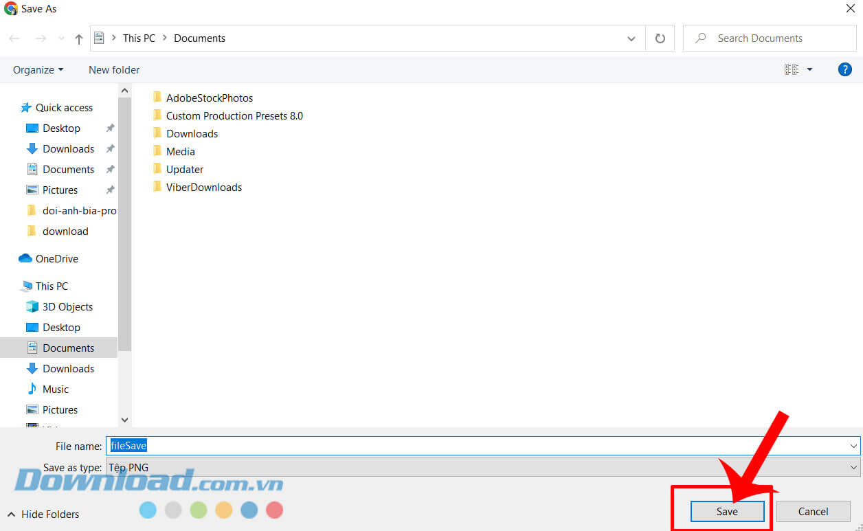 Click chuột vào nút Save