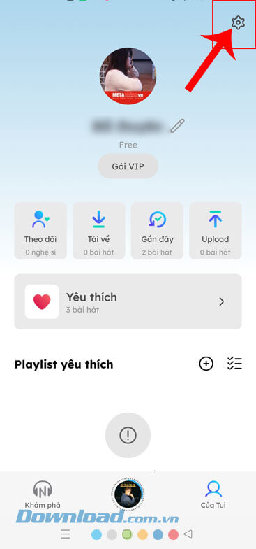 Nhấn vào biểu tượng cài đặt