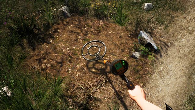 Sử dụng máy dò tìm thế hệ mới để phát hiện cổ vật trong Treasure Hunter Simulator II game