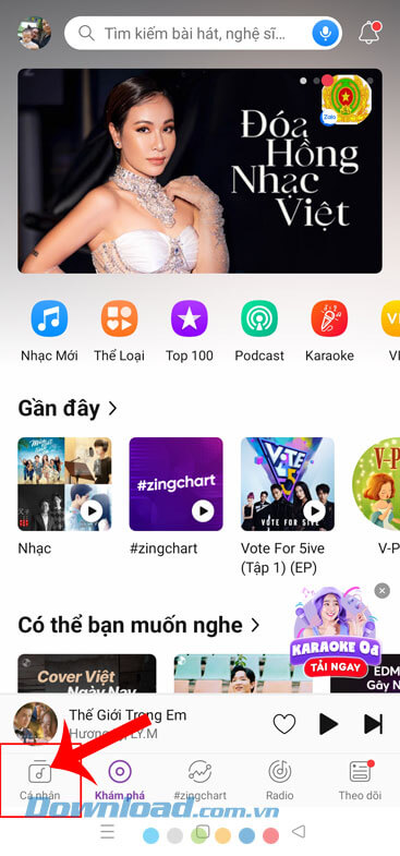 Ấn vào mục Cá nhân