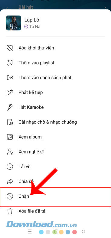 Ấn vào mục Chặn