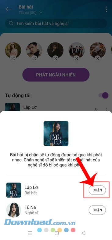  Chạm vào nút Chặn