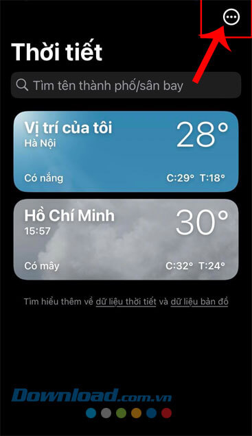 Ấn vào biểu tượng dấu ba chấm