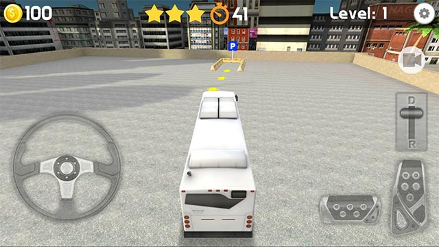 Trổ tài đỗ xe bus vào đúng vị trí trong bãi đỗ xe đầy chướng ngại vật của Bus Parking 3D game