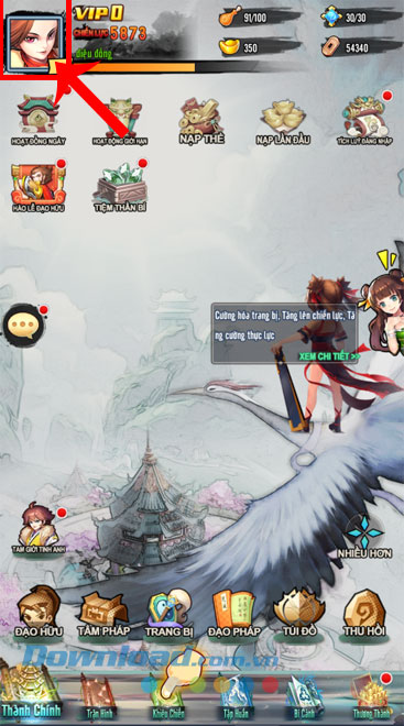 Nhấn vào ảnh đại diện