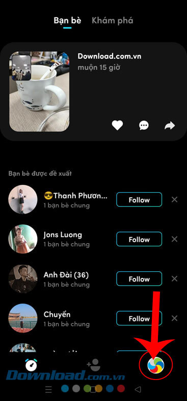 Ấn vào ảnh đại diện