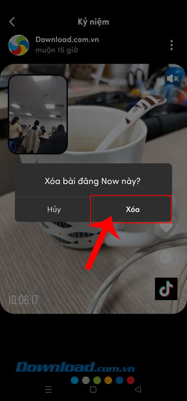 Tiếp tục nhấn vào nút Xóa