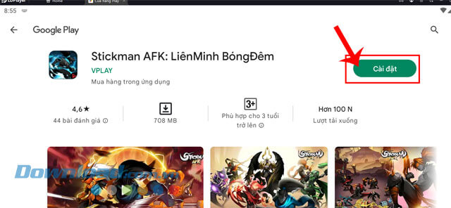 Click chuột vào nút Cài đặt