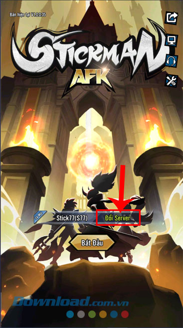 Nhấn vào nút Đổi Server