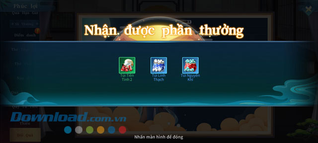 Chạm vào màn hình để nhận quà