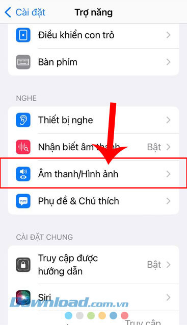 Chạm vào mục  m thanh/Hình ảnh