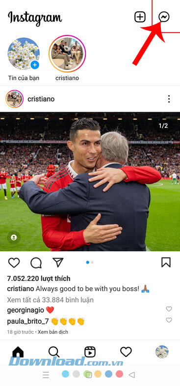 Chạm vào biểu tượng tin nhắn