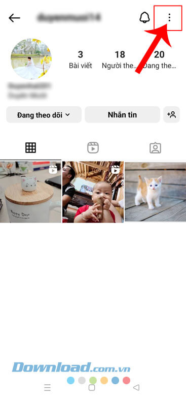 Chạm vào biểu tượng dấu ba chấm