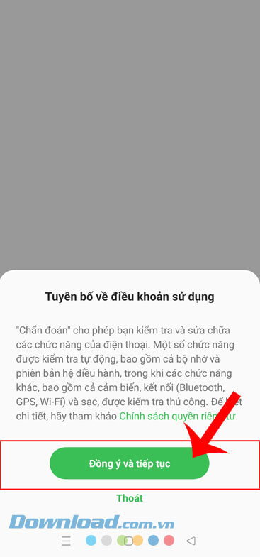 Nhấn vào mục Đồng ý và tiếp tục