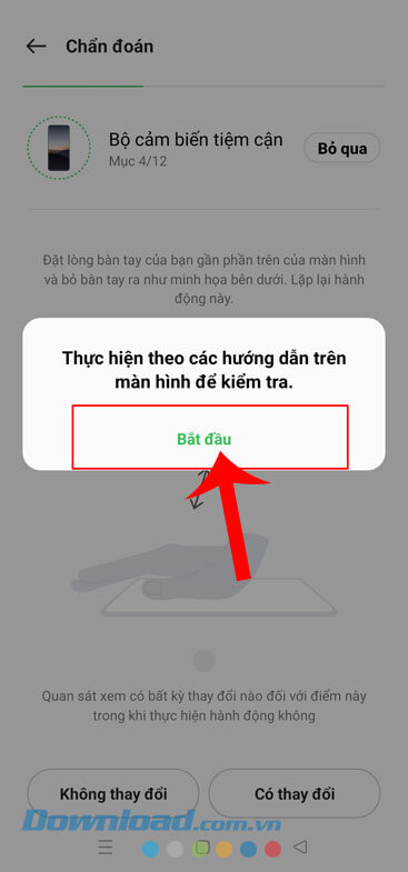 Nhấn vào nút Bắt đầu