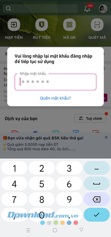 Mở và đăng nhập tài khoản Ví MOMO