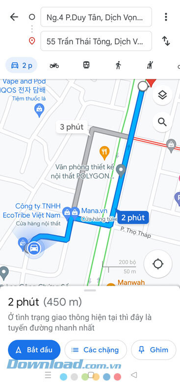 Bắt đầu di chuyển đến địa điểm giao dịch MOMO