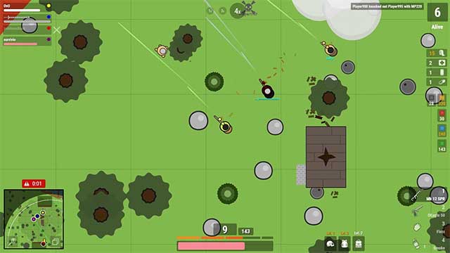 Surviv io hỗ trợ nhóm hai hoặc bốn người và có thể chơi được trên trình duyệt di động