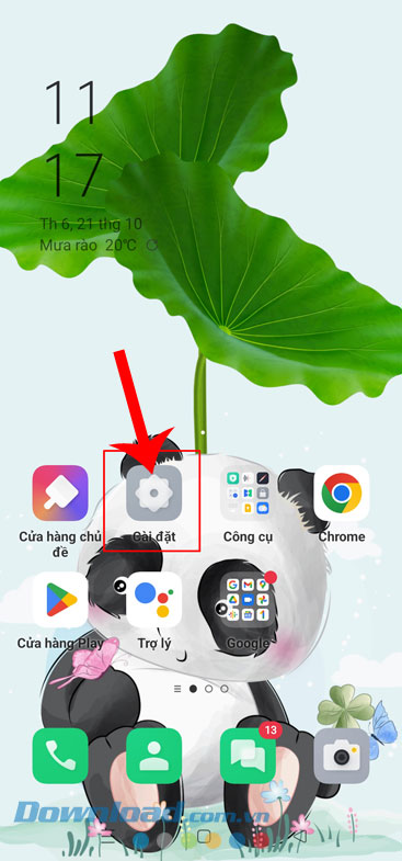 Mở ứng dụng Cài đặt trên điện thoại