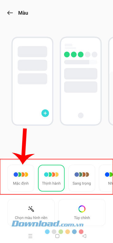 Chọn và ấn vào chủ đề màu