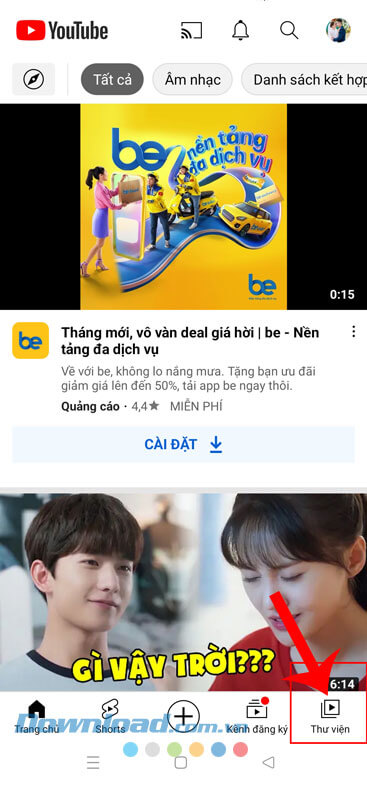 Ấn vào mục Thư viện