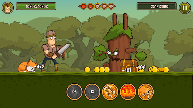 Chiến đấu với quái vật và thu thập vàng trong game Senya and Oscar: The Fearless