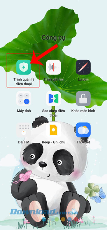 Mở ứng dụng Trình quản lý điện thoại lên