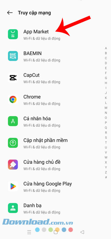 Lựa chọn một ứng dụng, game bất kỳ