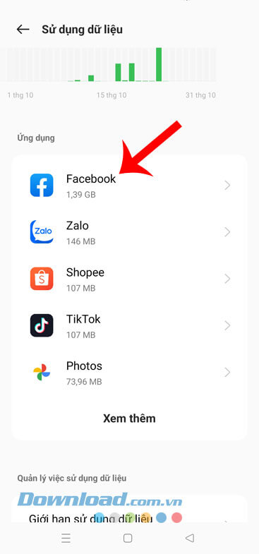 chọn và chạm vào ứng dụng bất kỳ