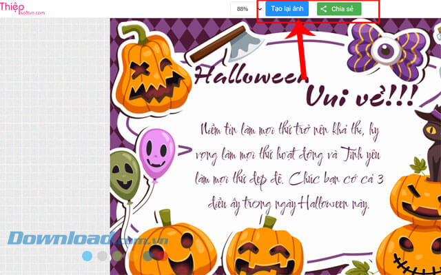 Nhấn vào nút Chia sẻ hoặc Tạo lại ảnh