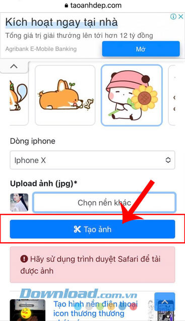 Nhấn vào nút Tạo ảnh
