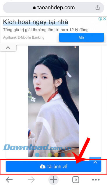 Ấn vào nút Tải ảnh về