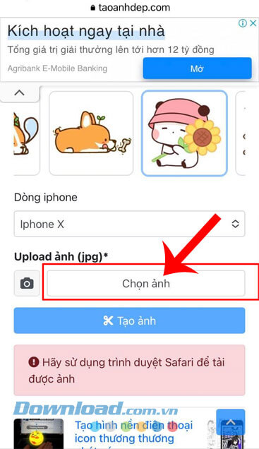 Ấn vào nút Chọn ảnh