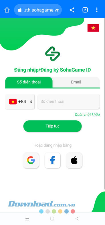 Đăng nhập tài khoản game Sohagame