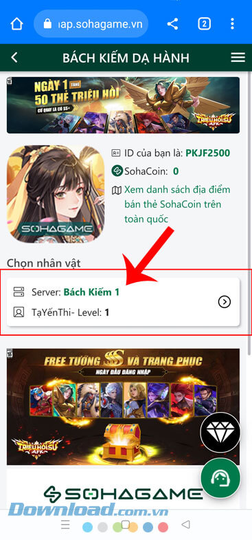  Ấn vào phần Thông tin nhân vật