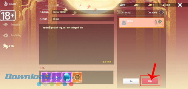 Ấn vào nút Nhận