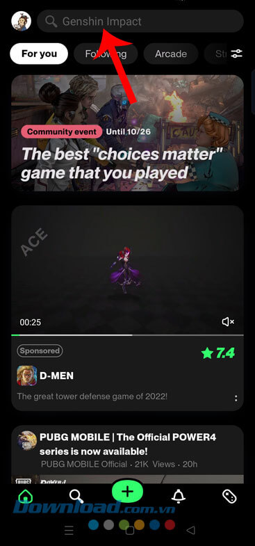 Tìm kiếm ứng dụng, trò chơi bất kỳ 