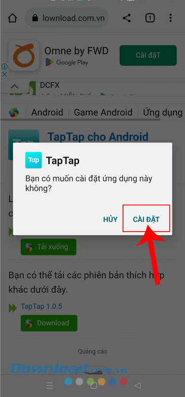Nhấn vào nút Cài đặt