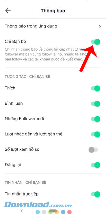 Đã bật thông báo tài khoản Đang Follow