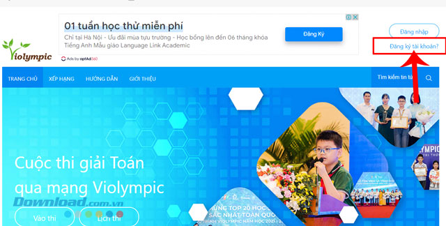 Nhấn vào nút Đăng ký tài khoản