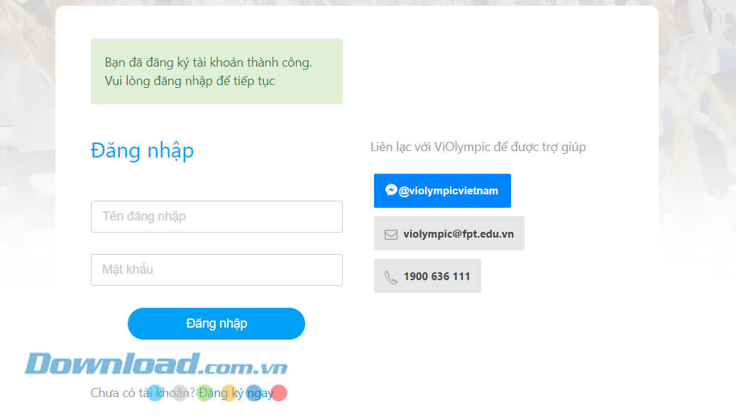 Đăng nhập tài khoản Violympic