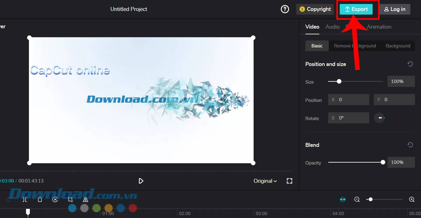 Click chuột vào nút Export