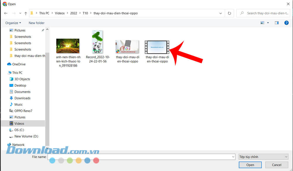 Chọn một video, hình ảnh bất kỳ trên máy