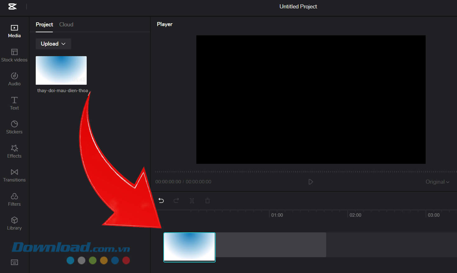 Kéo video xuống thanh chỉnh sửa