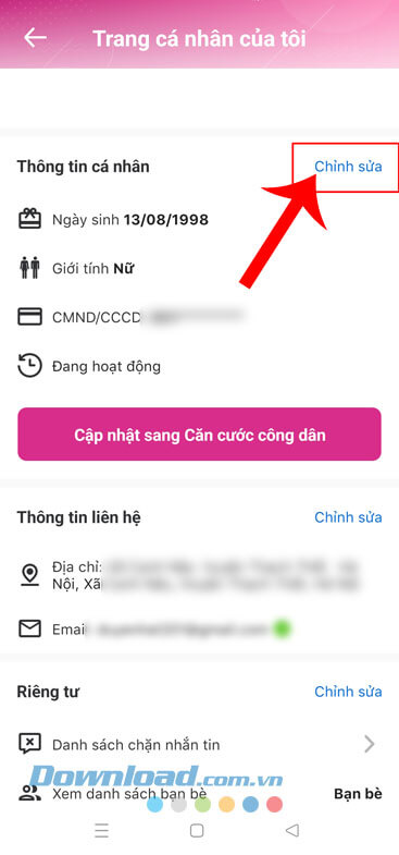 Chạm vào nút Chỉnh sửa