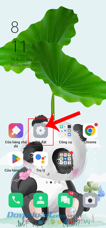 Mở ứng dụng Cài đặt trên điện thoại lên